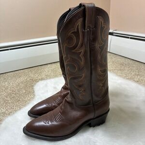 Vintage Justin USA Brown Leather Western Cowboy Boots Mens 8.5 D Style 1162174